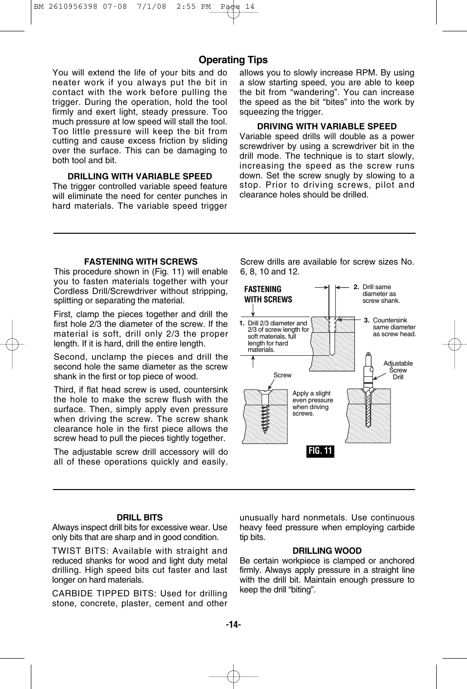 Operating tips | Bosch 37614 User Manual | Page 14 / 52