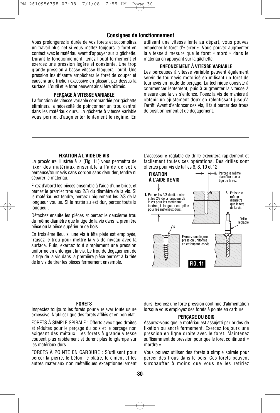 Consignes de fonctionnement | Bosch 37614 User Manual | Page 30 / 52