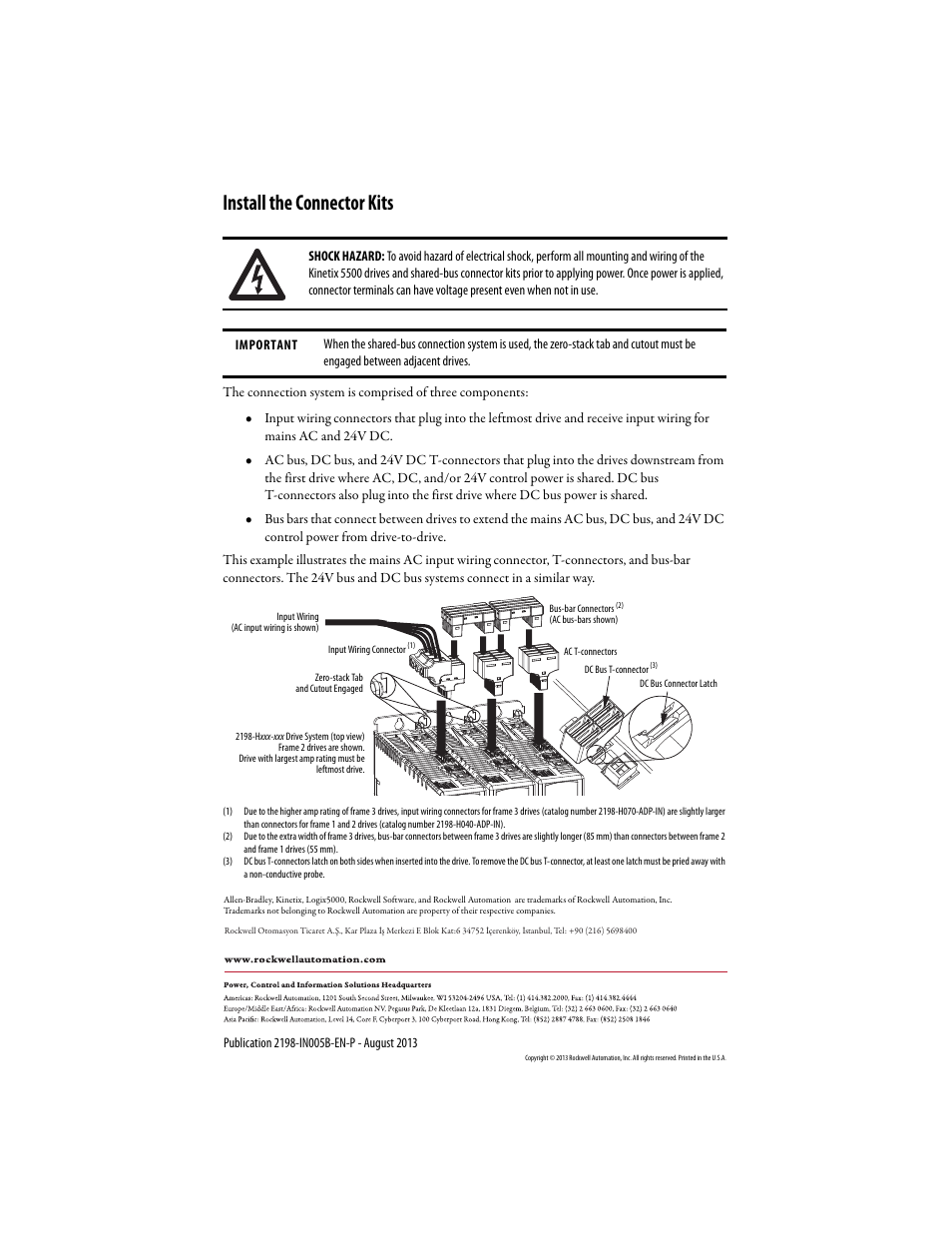 Install the connector kits | Rockwell Automation 2198-H070-x-x Kinetix 5500 Shared-bus Connection System Installation Instructions User Manual | Page 2 / 2