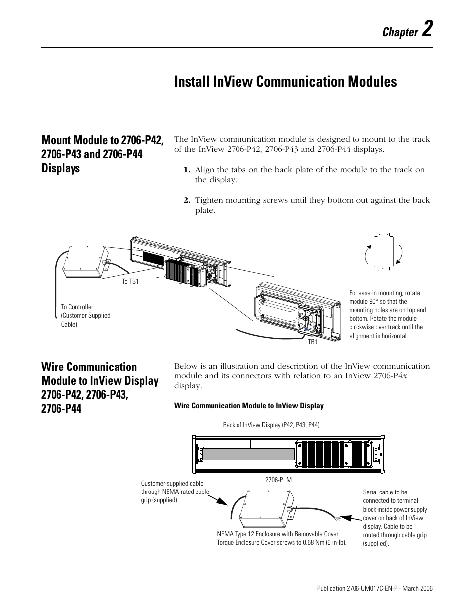 2 - install inview communication modules, Chapter 2, Install inview communication modules | Chapter | Rockwell Automation 2706-PRIO_PDH485_PDHP_PDNET_PCNET_PENET_PENET1 InView Communication Module User Manual User Manual | Page 17 / 114