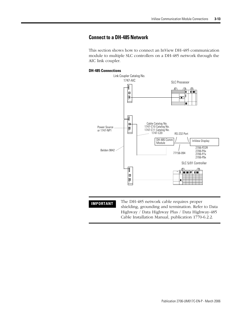 Connect to a dh-485 network | Rockwell Automation 2706-PRIO_PDH485_PDHP_PDNET_PCNET_PENET_PENET1 InView Communication Module User Manual User Manual | Page 35 / 114