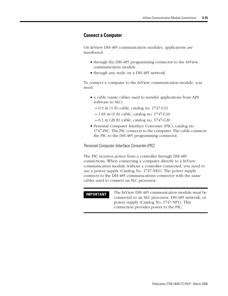 Connect a computer | Rockwell Automation 2706-PRIO_PDH485_PDHP_PDNET_PCNET_PENET_PENET1 InView Communication Module User Manual User Manual | Page 37 / 114