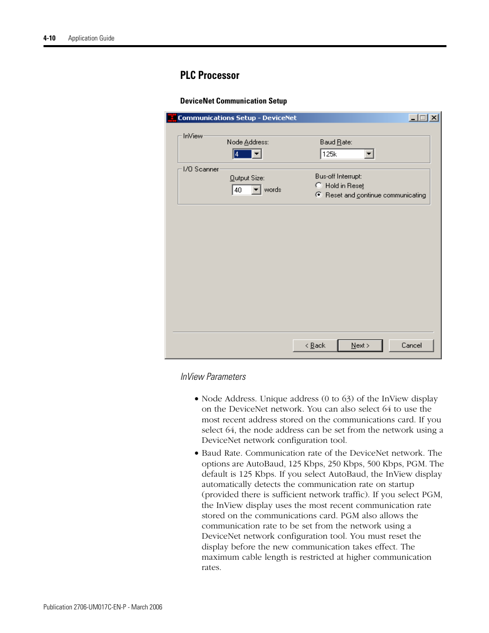 Plc processor | Rockwell Automation 2706-PRIO_PDH485_PDHP_PDNET_PCNET_PENET_PENET1 InView Communication Module User Manual User Manual | Page 60 / 114