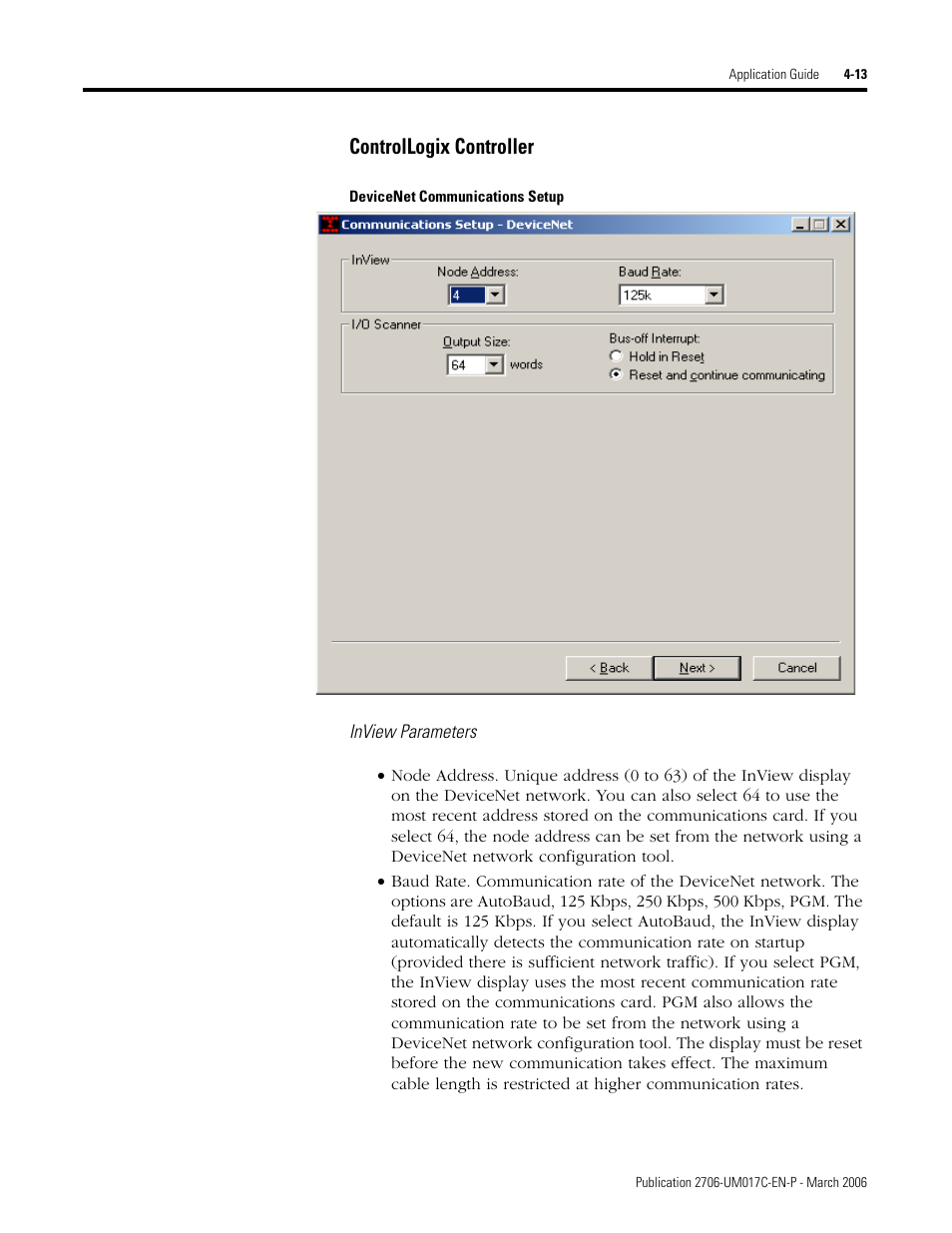 Controllogix controller | Rockwell Automation 2706-PRIO_PDH485_PDHP_PDNET_PCNET_PENET_PENET1 InView Communication Module User Manual User Manual | Page 63 / 114