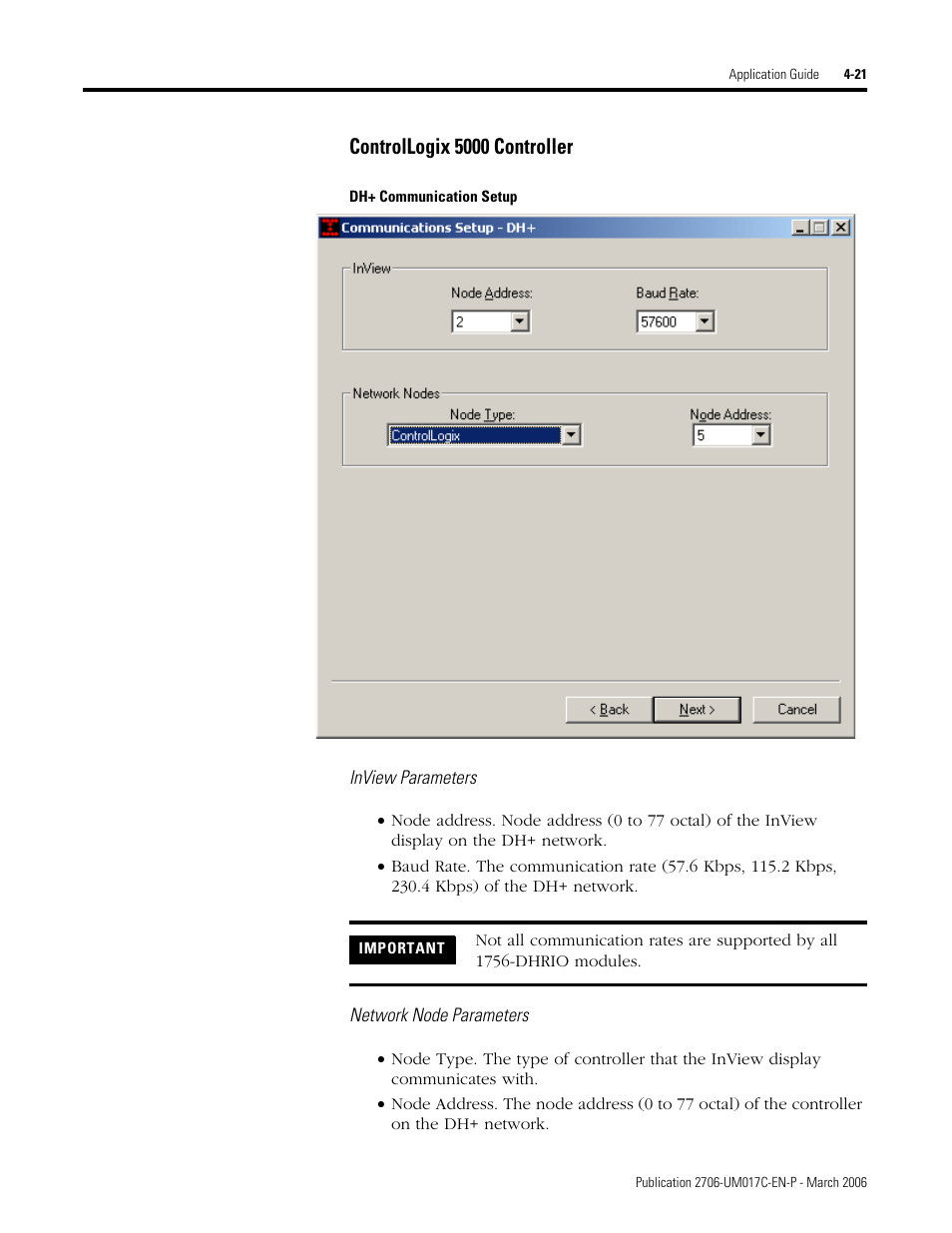 Controllogix 5000 controller | Rockwell Automation 2706-PRIO_PDH485_PDHP_PDNET_PCNET_PENET_PENET1 InView Communication Module User Manual User Manual | Page 71 / 114