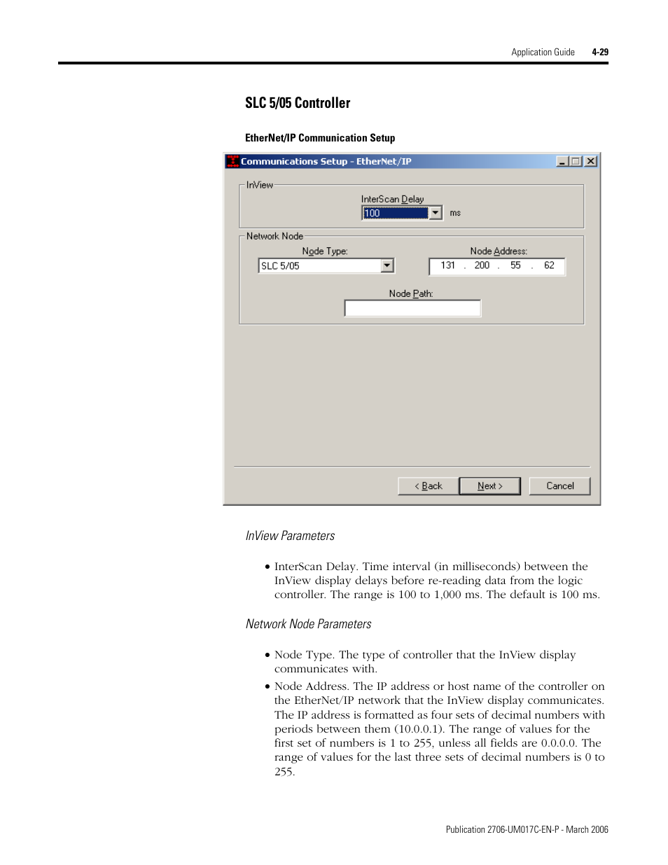 Slc 5/05 controller | Rockwell Automation 2706-PRIO_PDH485_PDHP_PDNET_PCNET_PENET_PENET1 InView Communication Module User Manual User Manual | Page 79 / 114