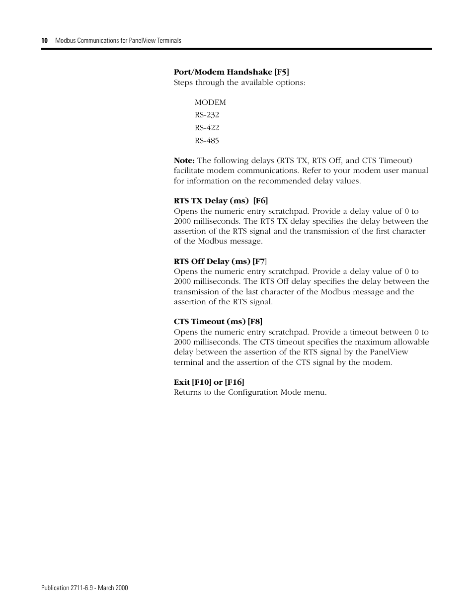 Rockwell Automation 2711 MODBUS COMMUNICATIONS FOR PANELVIEW TERMINALS User Manual | Page 10 / 24