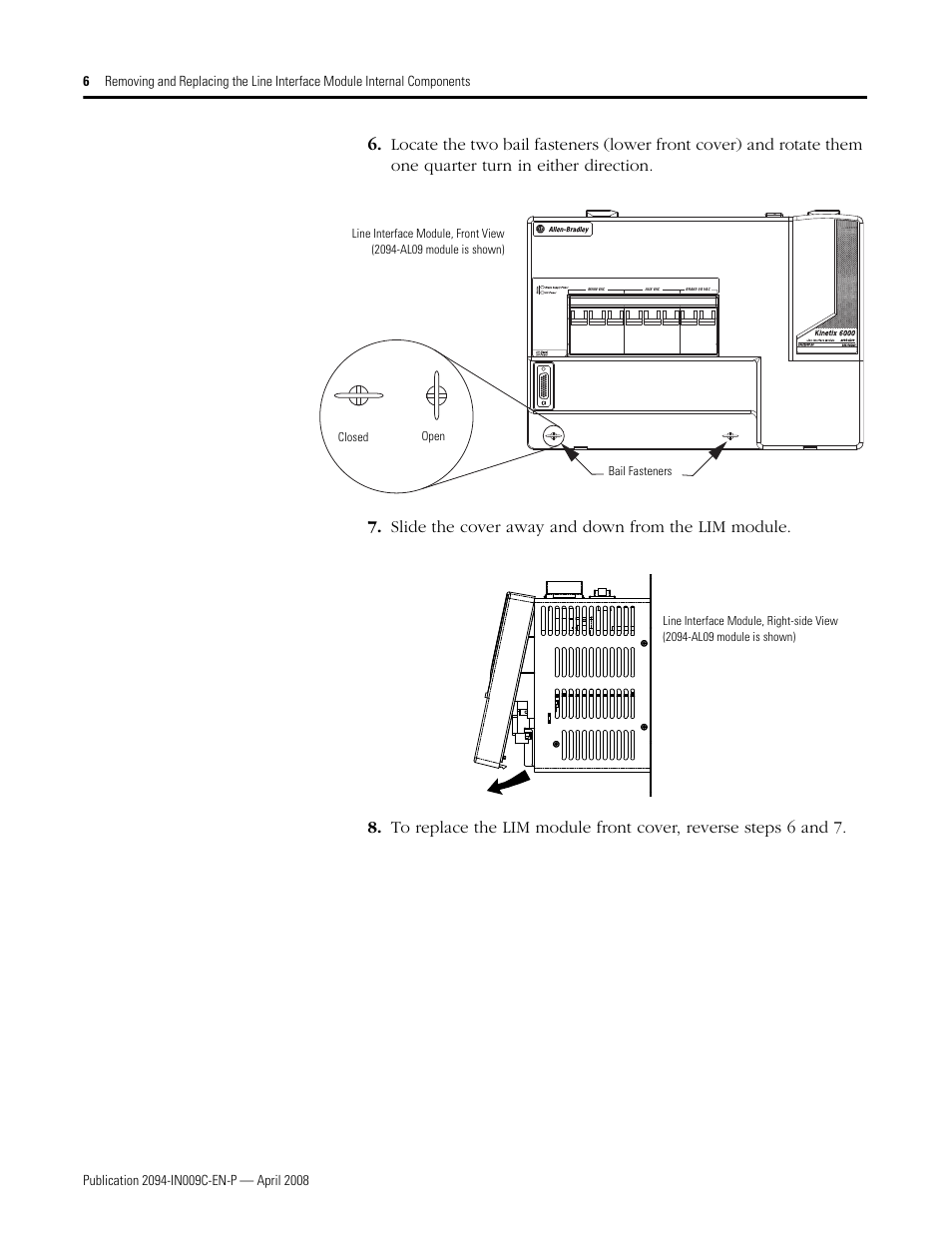 Rockwell Automation 2094 LIM Remove/Replace Internal Components User Manual | Page 6 / 24