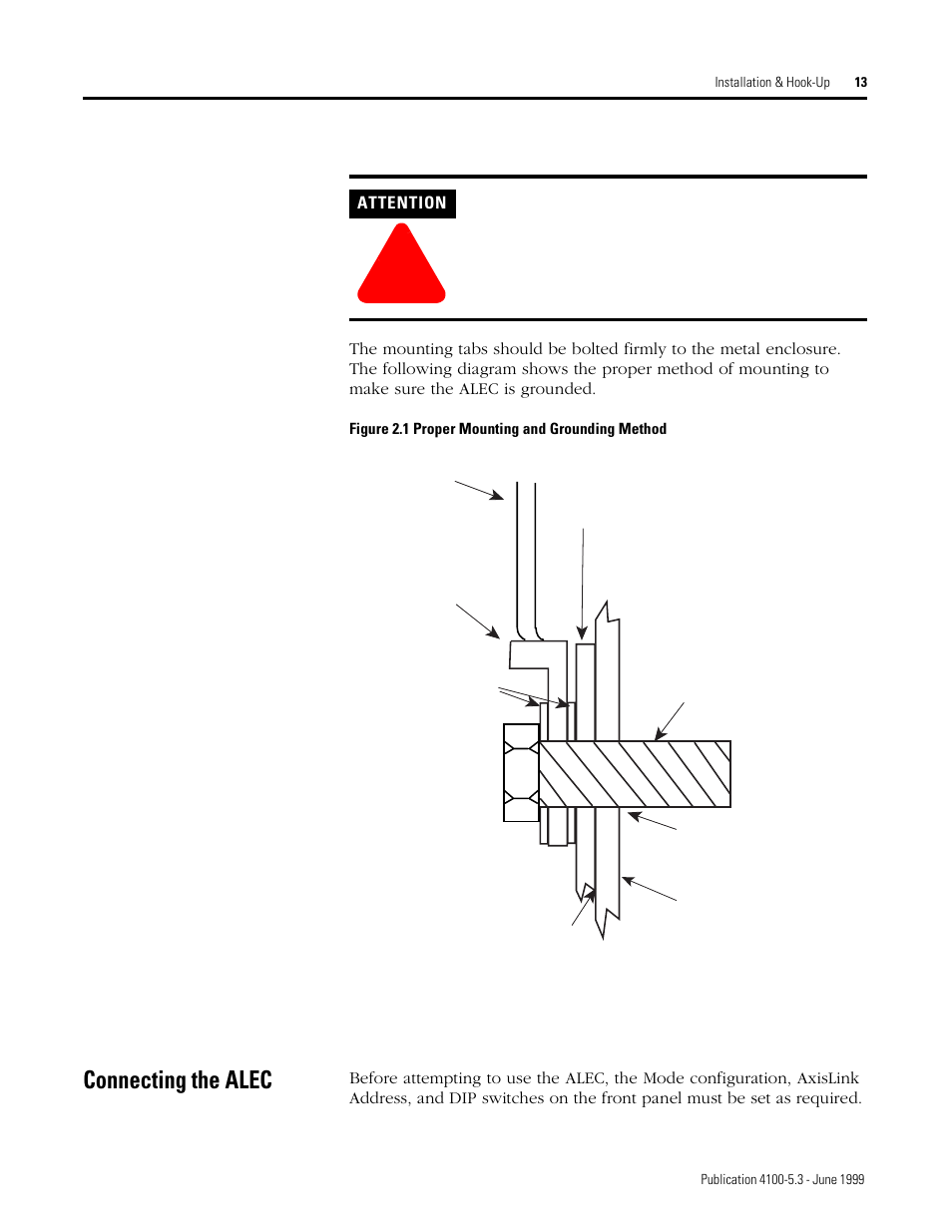 Connecting the alec | Rockwell Automation 4100 ALEC AXIS LINK ENCODER CONVERTER User Manual | Page 21 / 61