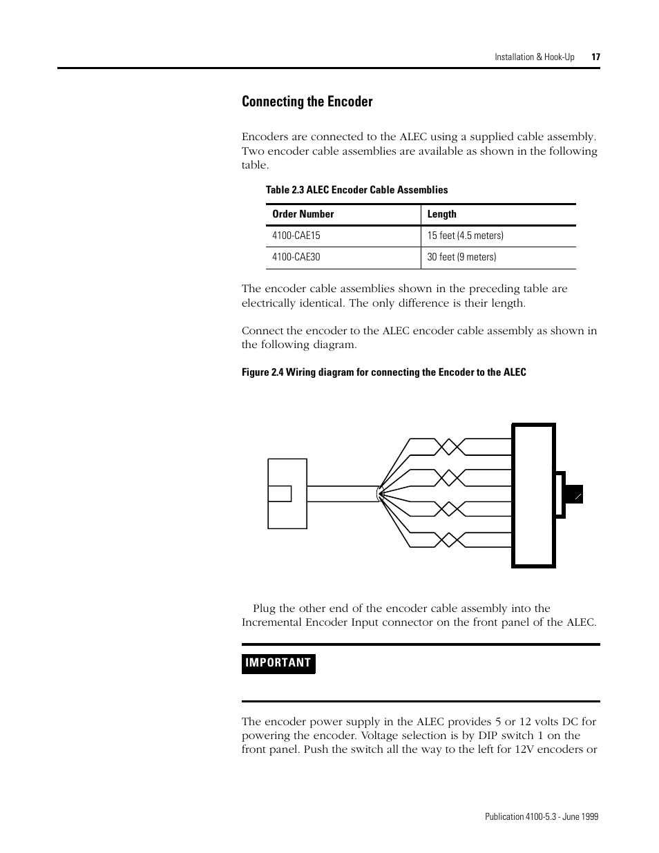 Connecting the encoder | Rockwell Automation 4100 ALEC AXIS LINK ENCODER CONVERTER User Manual | Page 25 / 61