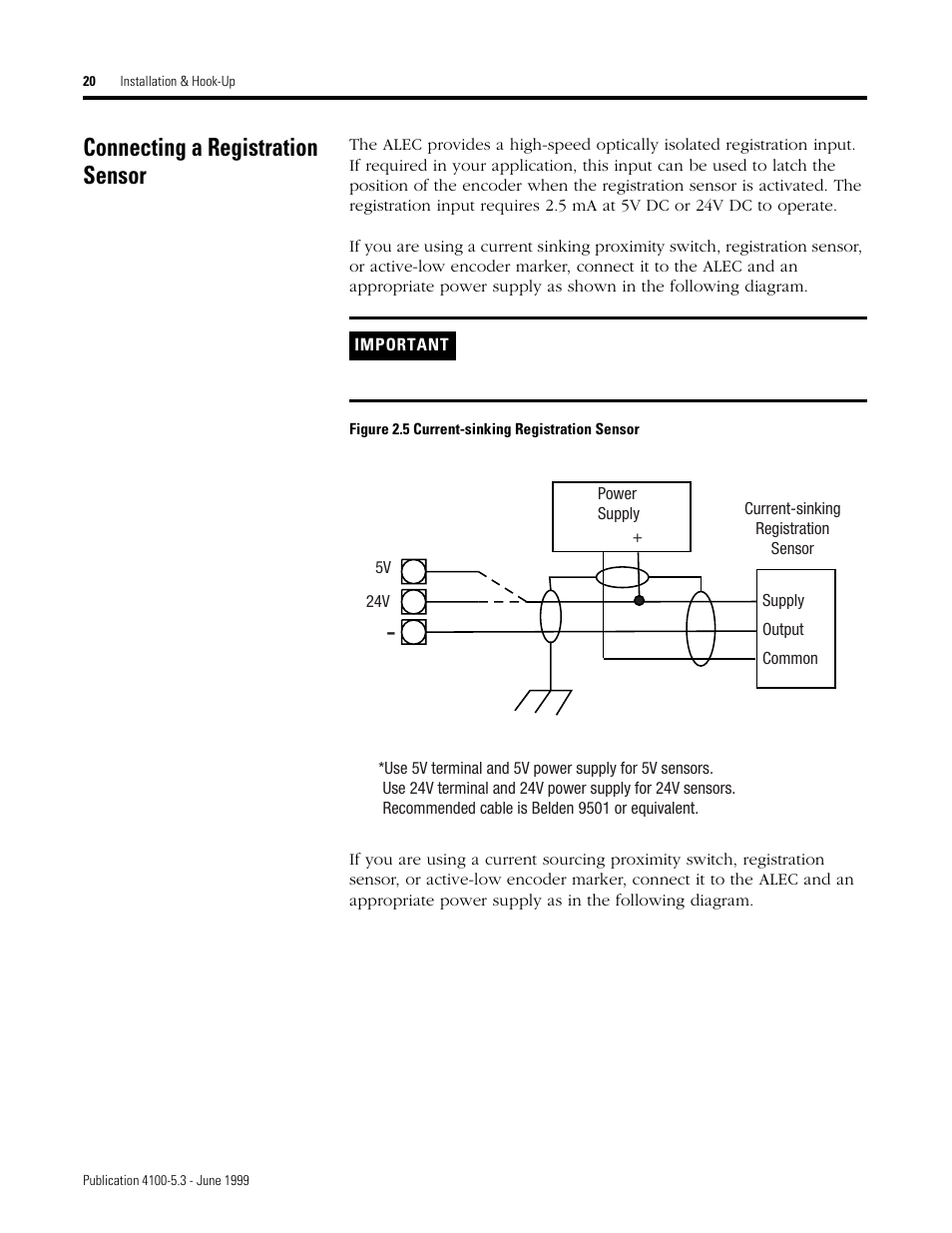 Connecting a registration sensor | Rockwell Automation 4100 ALEC AXIS LINK ENCODER CONVERTER User Manual | Page 28 / 61