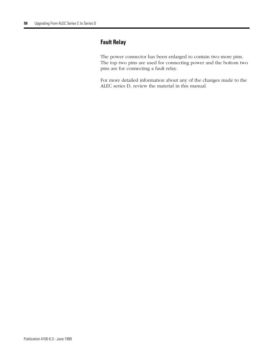 Fault relay | Rockwell Automation 4100 ALEC AXIS LINK ENCODER CONVERTER User Manual | Page 58 / 61