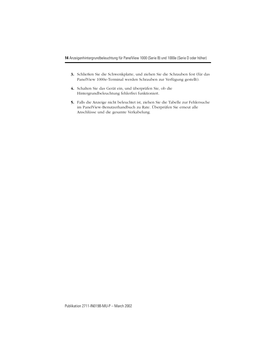 Rockwell Automation 2711-NL6 Display Backlight for PanelView 1000 (Series B) and 1000e (Series D) User Manual | Page 14 / 28