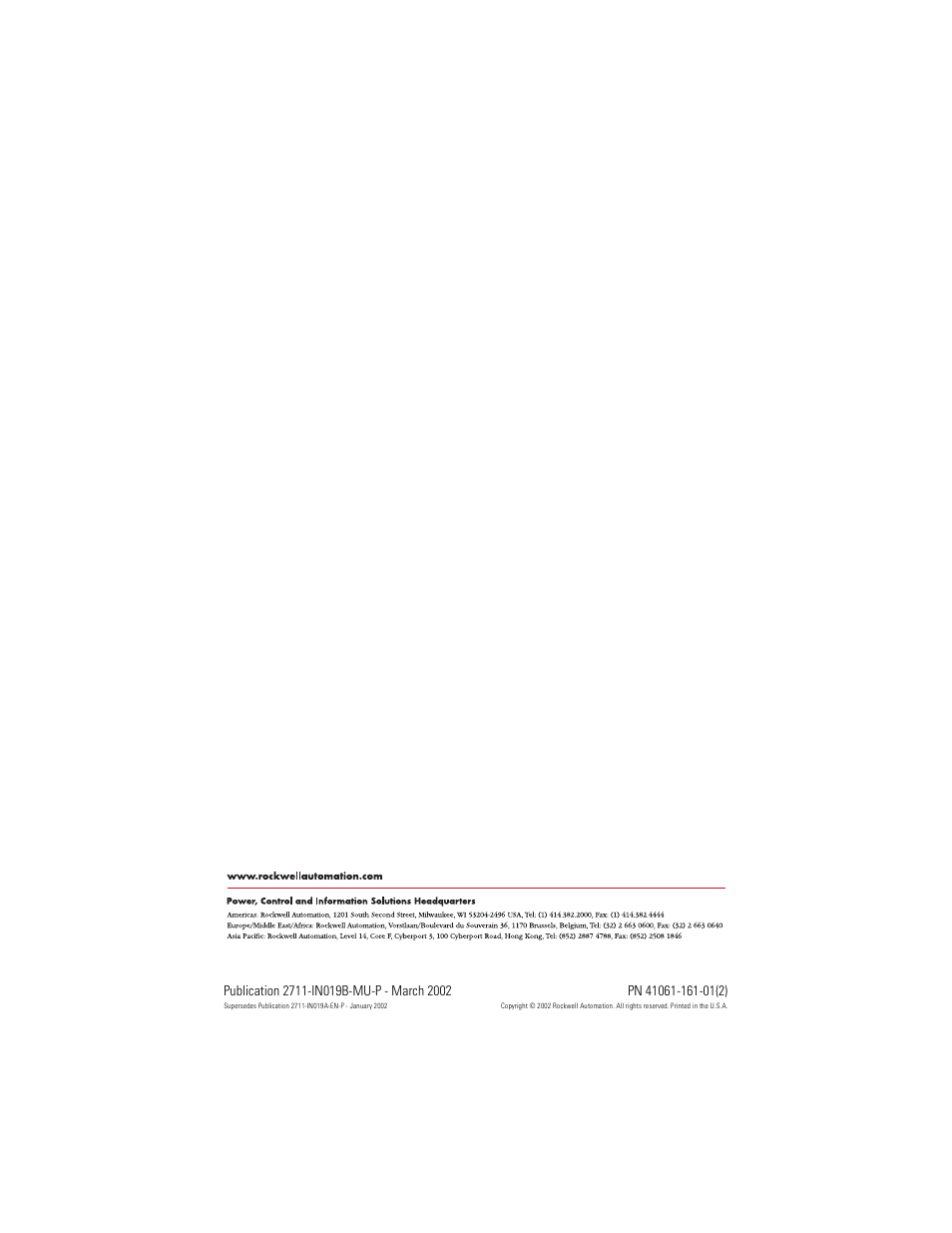 Back cover | Rockwell Automation 2711-NL6 Display Backlight for PanelView 1000 (Series B) and 1000e (Series D) User Manual | Page 28 / 28