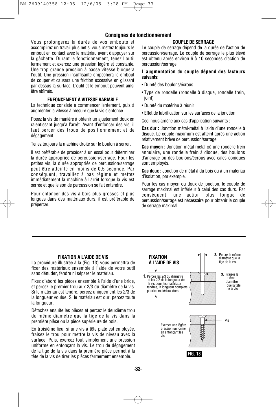 Consignes de fonctionnement | Bosch 23618 User Manual | Page 33 / 56