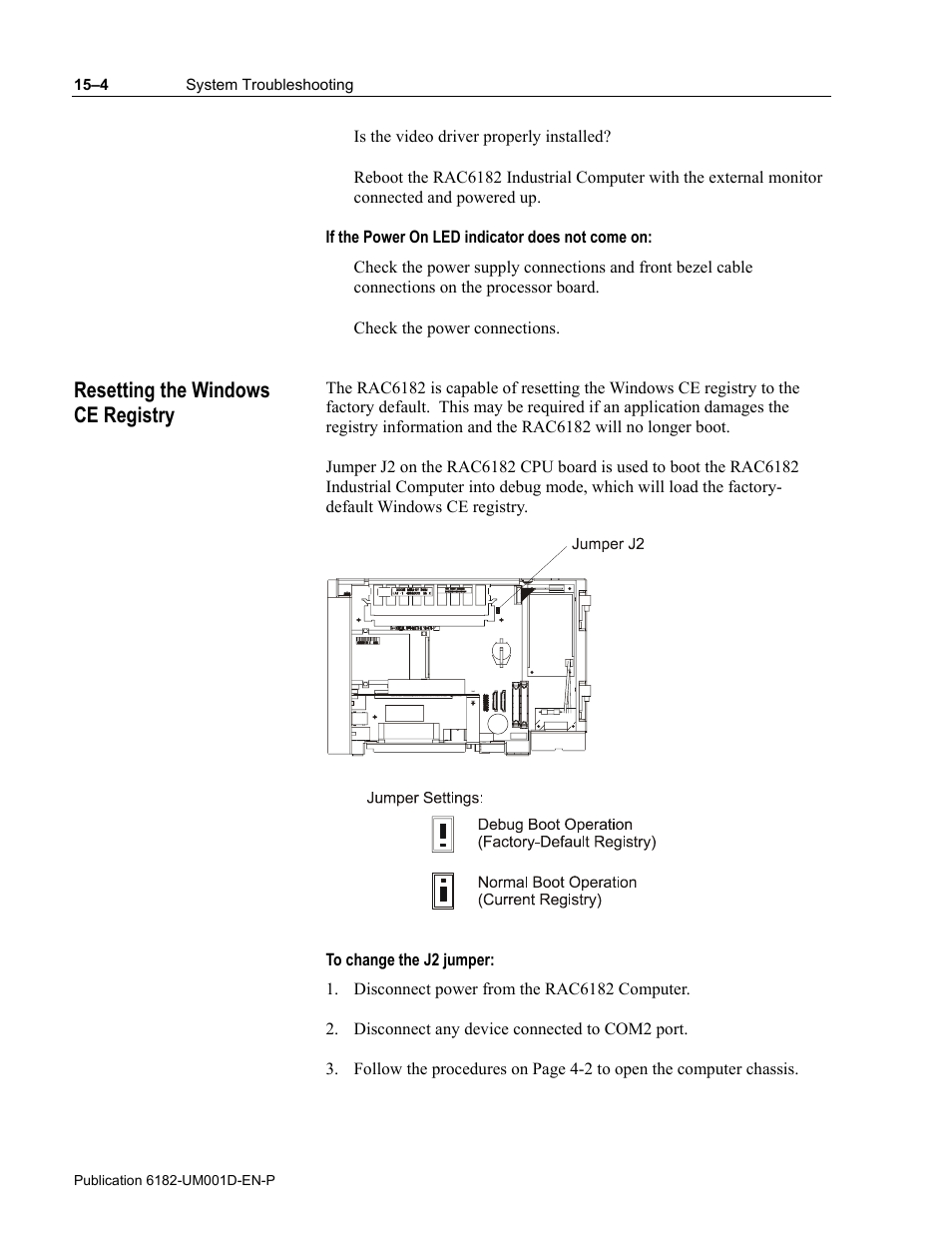 Resetting the windows ce registry | Rockwell Automation 6182 Industrial Computer for the Windows CE Operating System User Manual | Page 134 / 160