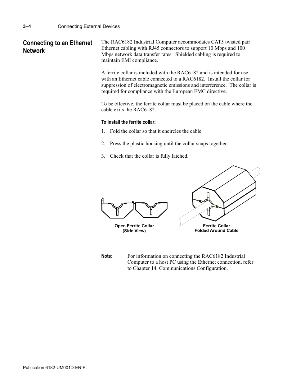 Connecting to an ethernet network | Rockwell Automation 6182 Industrial Computer for the Windows CE Operating System User Manual | Page 32 / 160