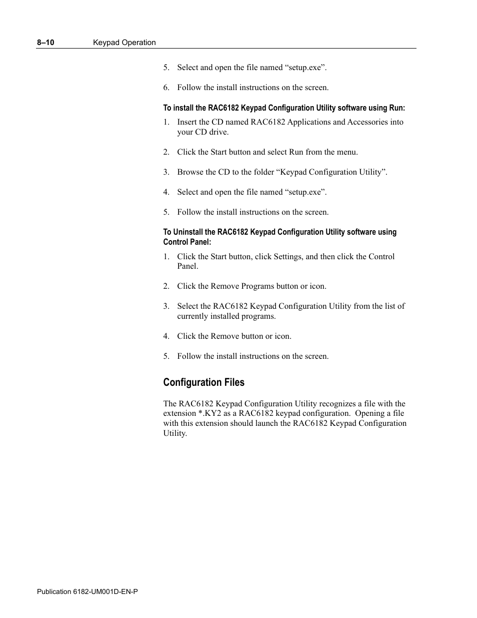 Configuration files | Rockwell Automation 6182 Industrial Computer for the Windows CE Operating System User Manual | Page 78 / 160