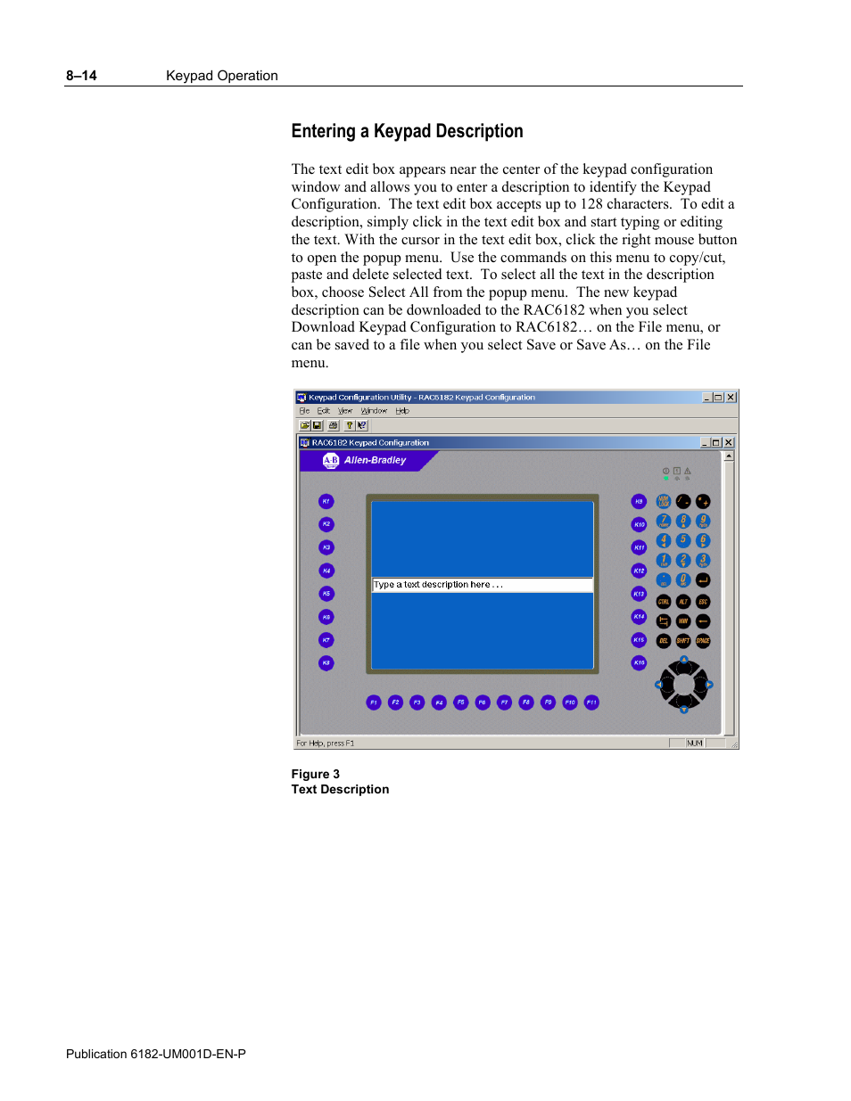Entering a keypad description | Rockwell Automation 6182 Industrial Computer for the Windows CE Operating System User Manual | Page 82 / 160
