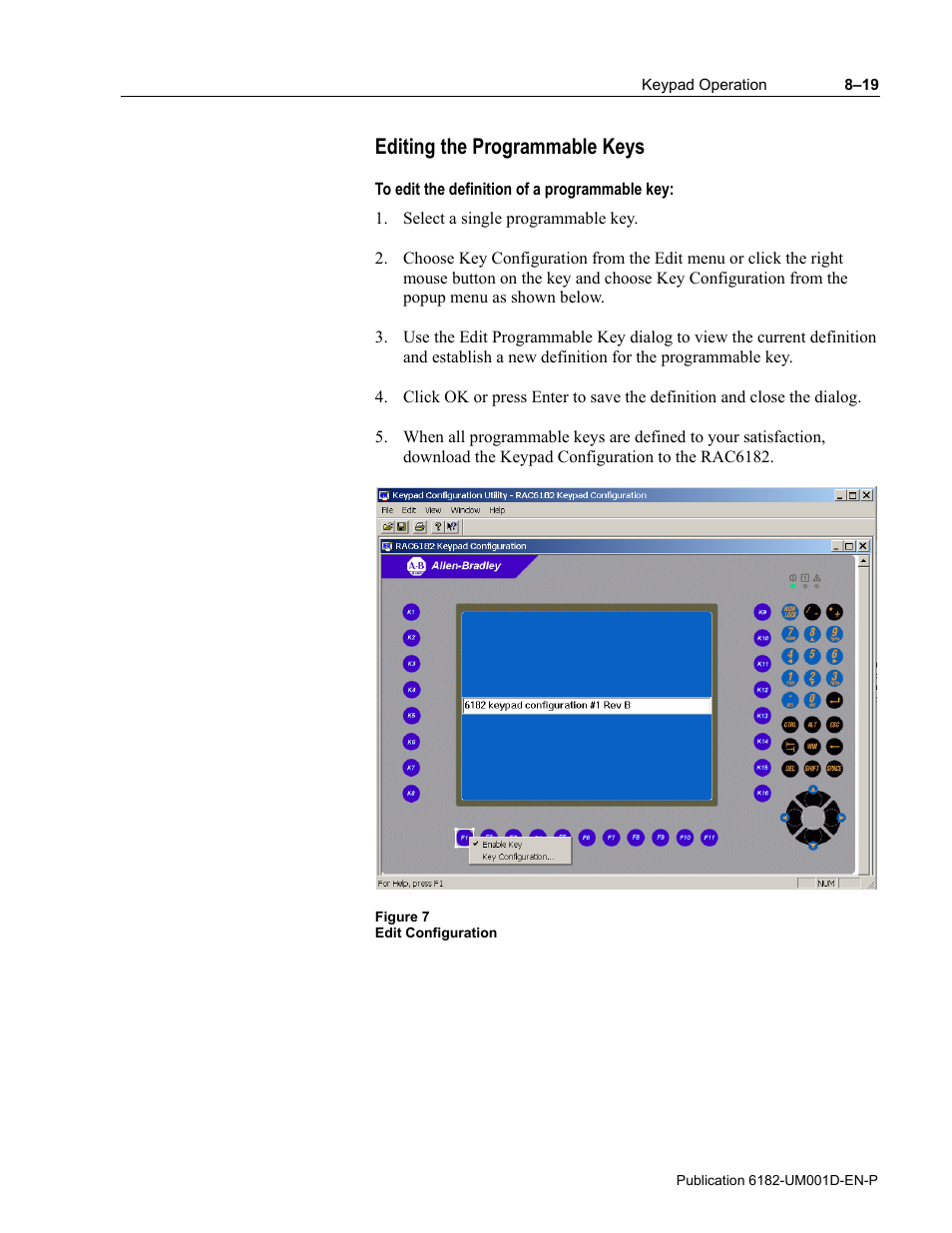 Editing the programmable keys | Rockwell Automation 6182 Industrial Computer for the Windows CE Operating System User Manual | Page 87 / 160