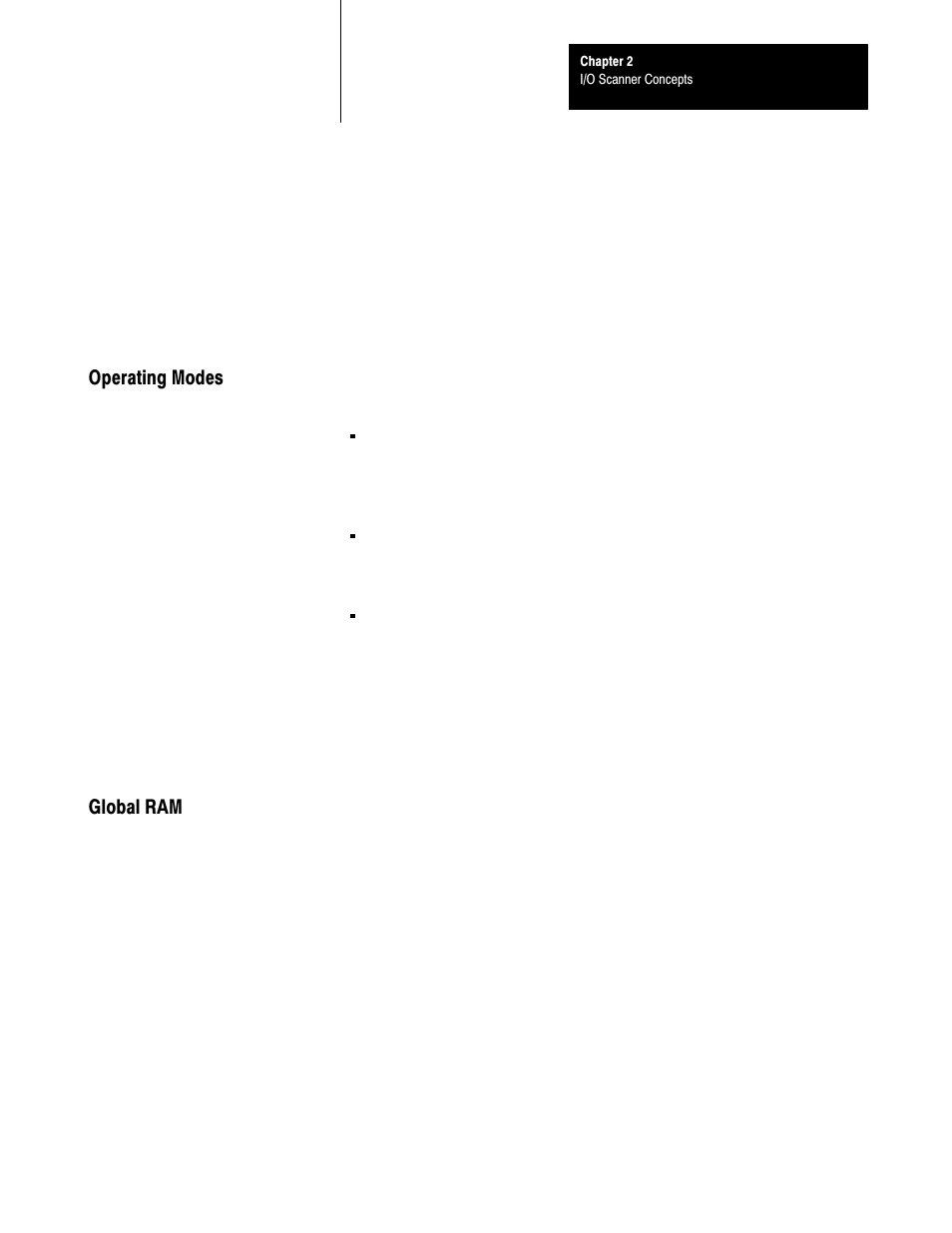 Operating modes, Global ram | Rockwell Automation 6008-SI IBM PC I/O SCNNR 6008-SI User Manual | Page 15 / 136