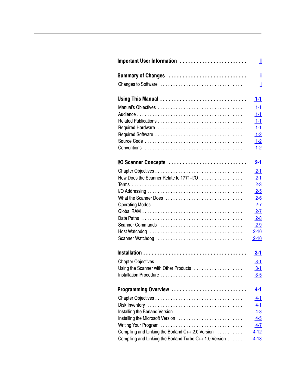 Rockwell Automation 6008-SI IBM PC I/O SCNNR 6008-SI User Manual | Page 4 / 136