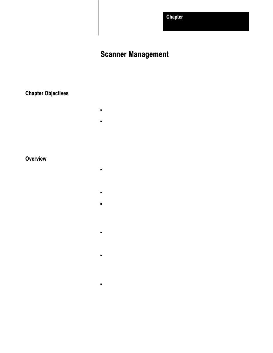 7 - scanner management, Chapter objectives, Overview | Scanner management | Rockwell Automation 6008-SI IBM PC I/O SCNNR 6008-SI User Manual | Page 68 / 136