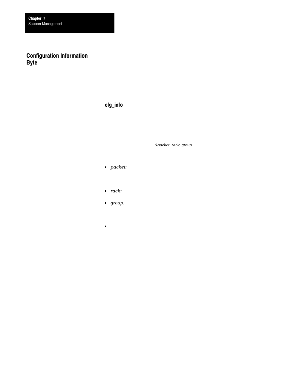 Configuration information byte, 7ć16 | Rockwell Automation 6008-SI IBM PC I/O SCNNR 6008-SI User Manual | Page 83 / 136