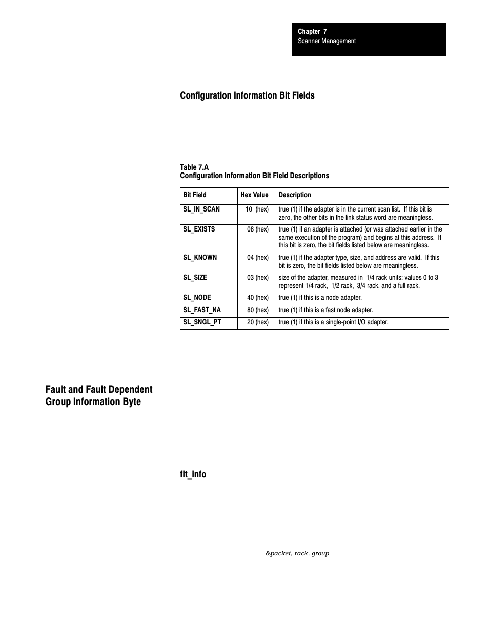 Fault and fault dependent group information byte, 7ć17 | Rockwell Automation 6008-SI IBM PC I/O SCNNR 6008-SI User Manual | Page 84 / 136