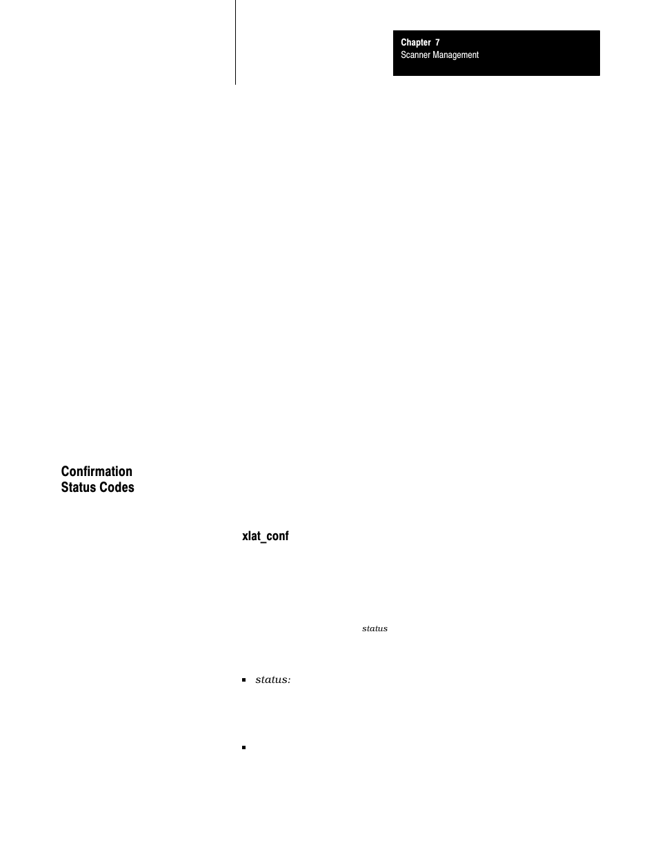 Confirmation status codes, 7ć19, Xlat_conf | Rockwell Automation 6008-SI IBM PC I/O SCNNR 6008-SI User Manual | Page 86 / 136