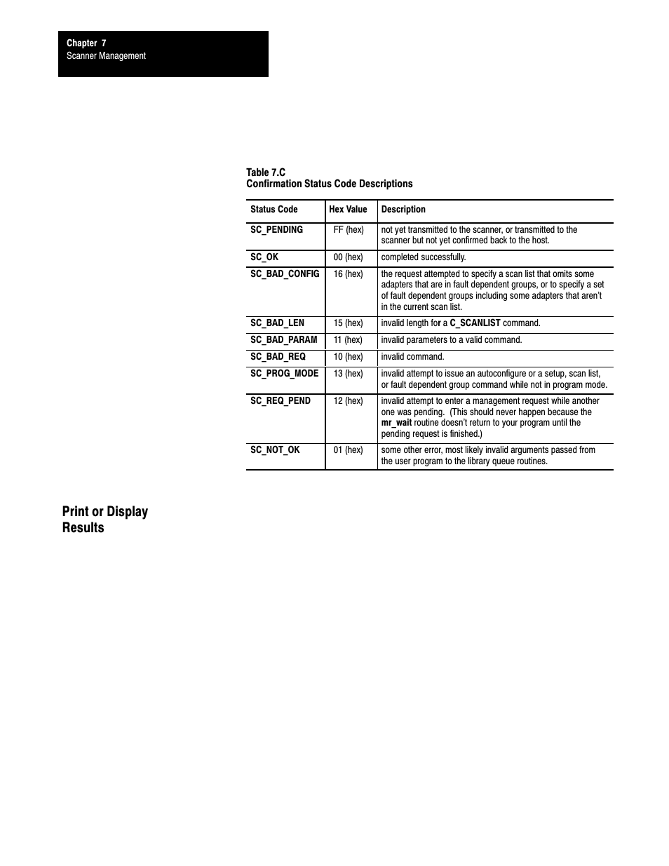 Print or display results, 7ć20 | Rockwell Automation 6008-SI IBM PC I/O SCNNR 6008-SI User Manual | Page 87 / 136