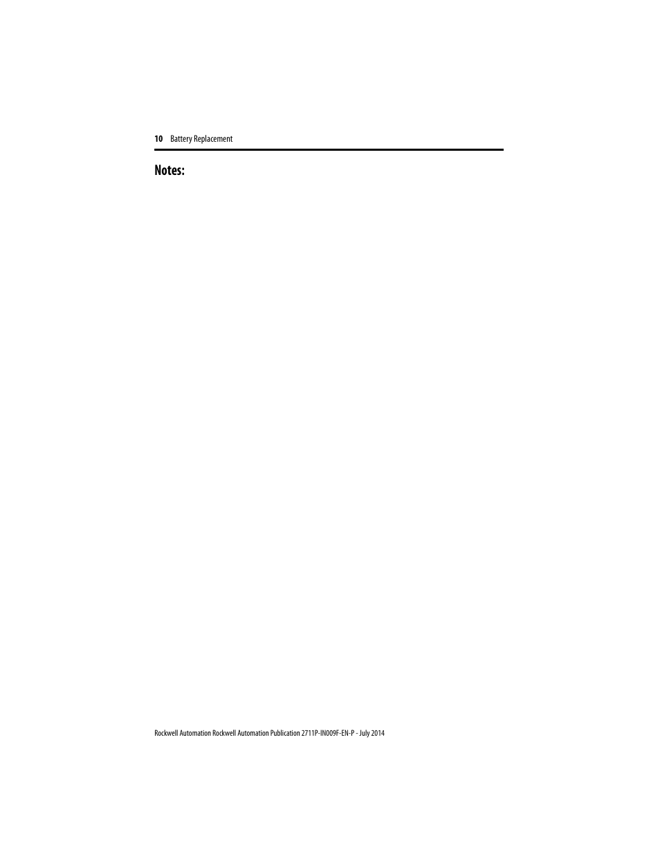 Rockwell Automation 2711P-RY2032 Battery Replacement Installation Instructions User Manual | Page 10 / 12