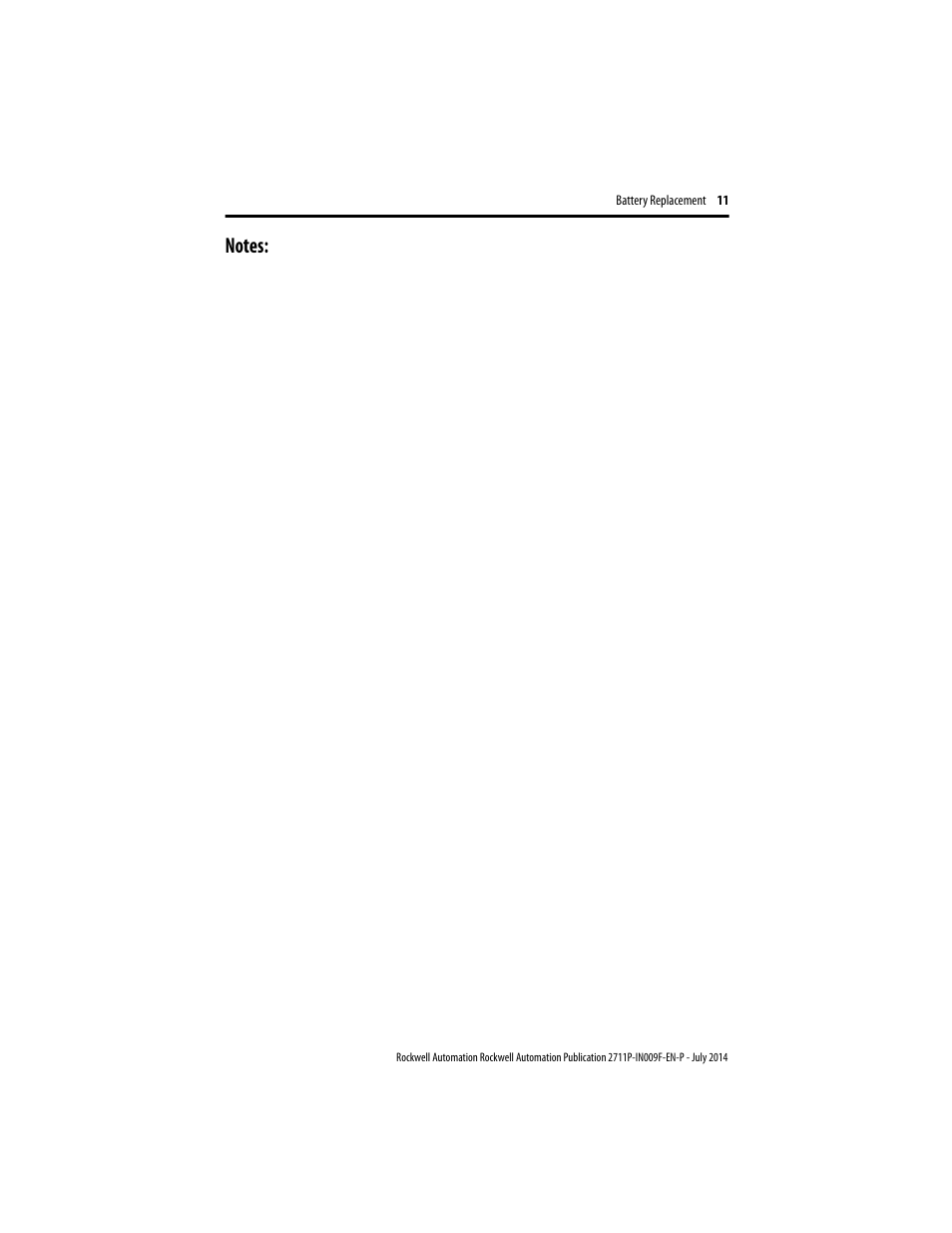 Rockwell Automation 2711P-RY2032 Battery Replacement Installation Instructions User Manual | Page 11 / 12
