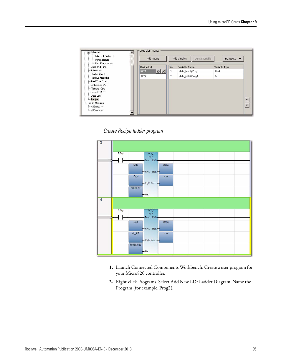 Create recipe ladder program | Rockwell Automation 2080-LC20-20QBBR Micro820 20-point Programmable Controllers User Manual User Manual | Page 103 / 162