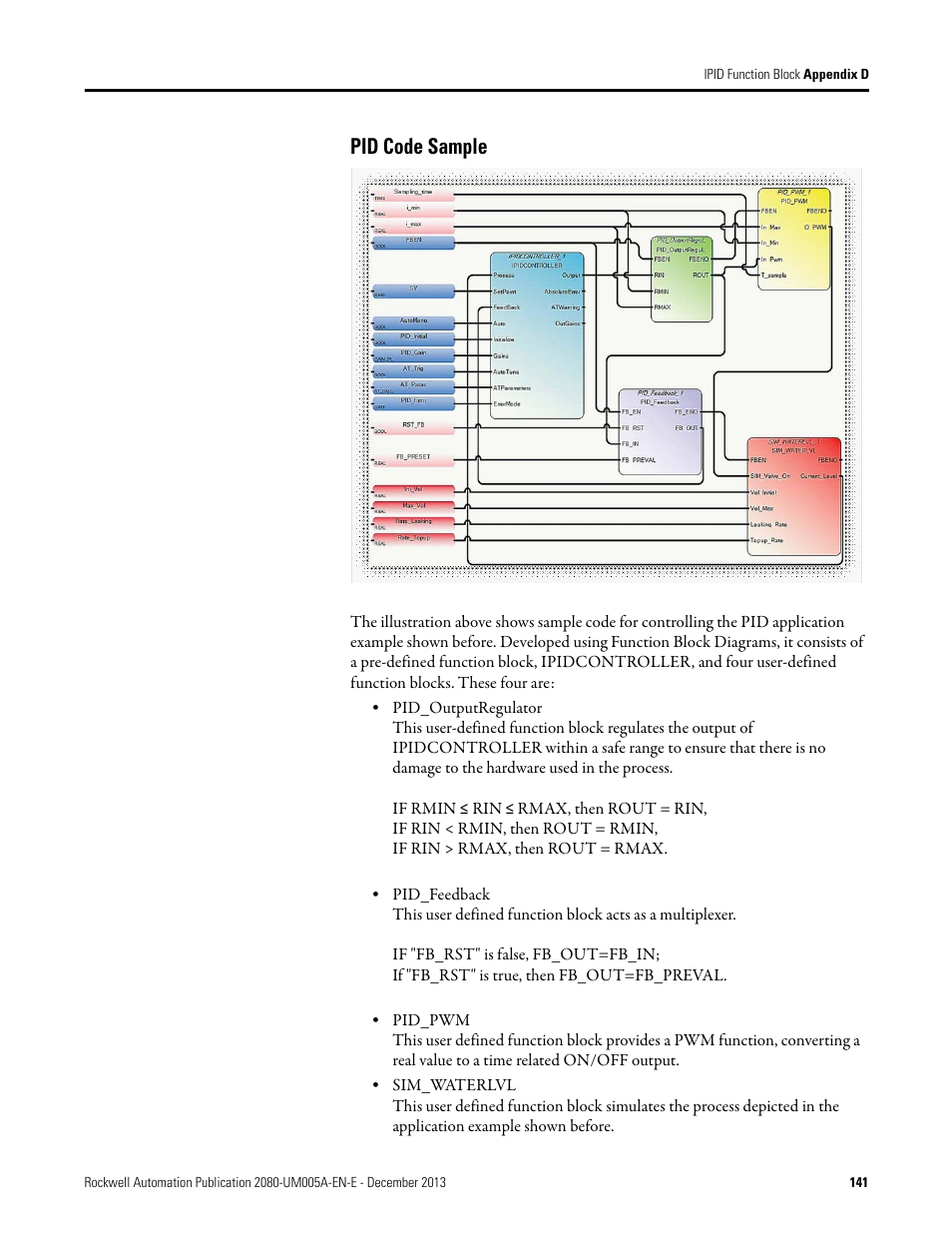 Pid code sample | Rockwell Automation 2080-LC20-20QBBR Micro820 20-point Programmable Controllers User Manual User Manual | Page 149 / 162