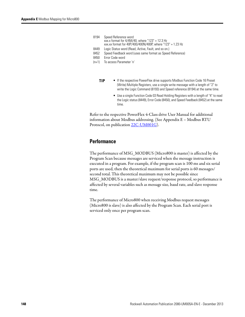 Performance | Rockwell Automation 2080-LC20-20QBBR Micro820 20-point Programmable Controllers User Manual User Manual | Page 156 / 162