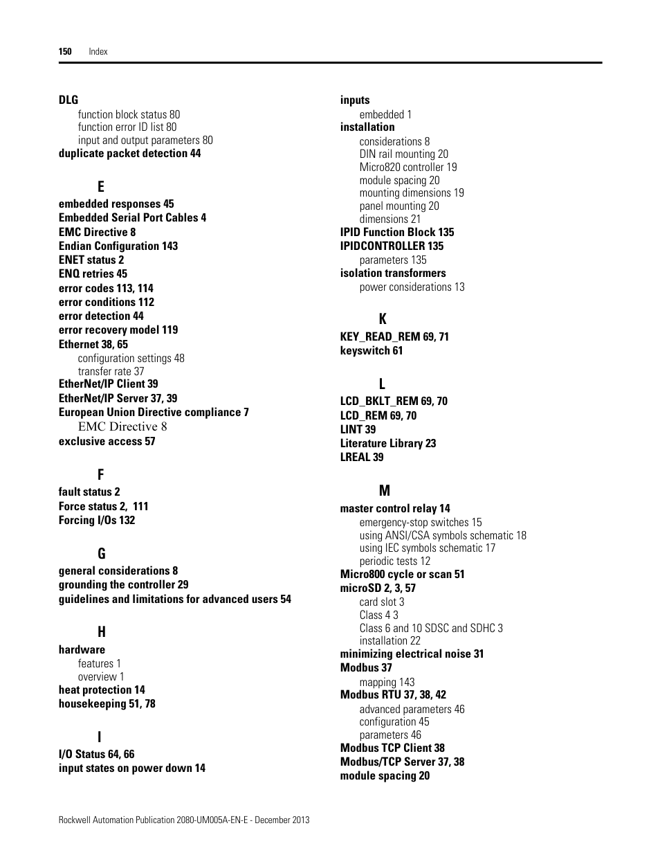 Rockwell Automation 2080-LC20-20QBBR Micro820 20-point Programmable Controllers User Manual User Manual | Page 158 / 162