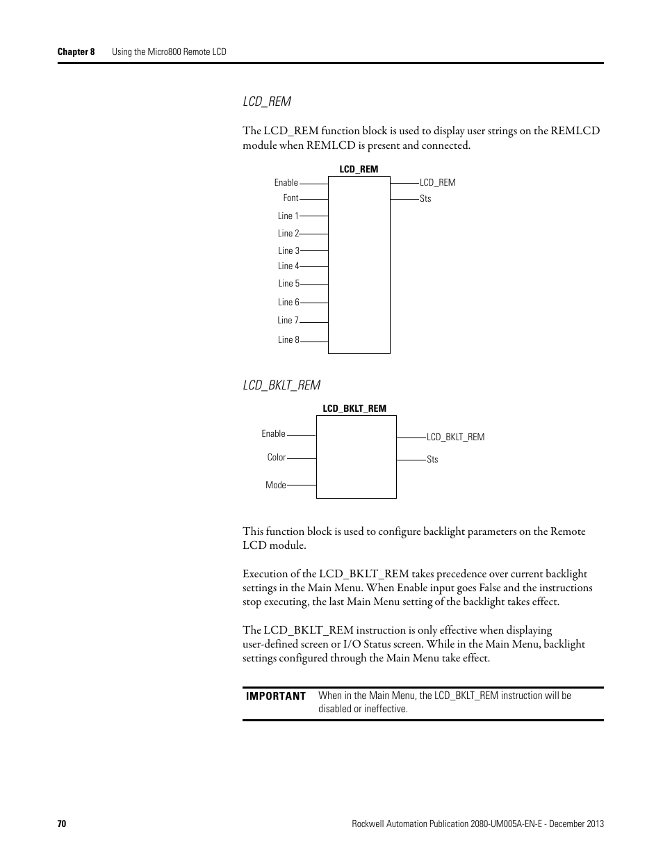 Lcd_rem, Lcd_bklt_rem | Rockwell Automation 2080-LC20-20QBBR Micro820 20-point Programmable Controllers User Manual User Manual | Page 78 / 162