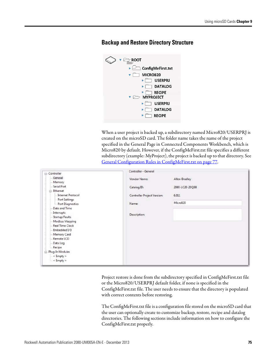 Backup and restore directory structure | Rockwell Automation 2080-LC20-20QBBR Micro820 20-point Programmable Controllers User Manual User Manual | Page 83 / 162