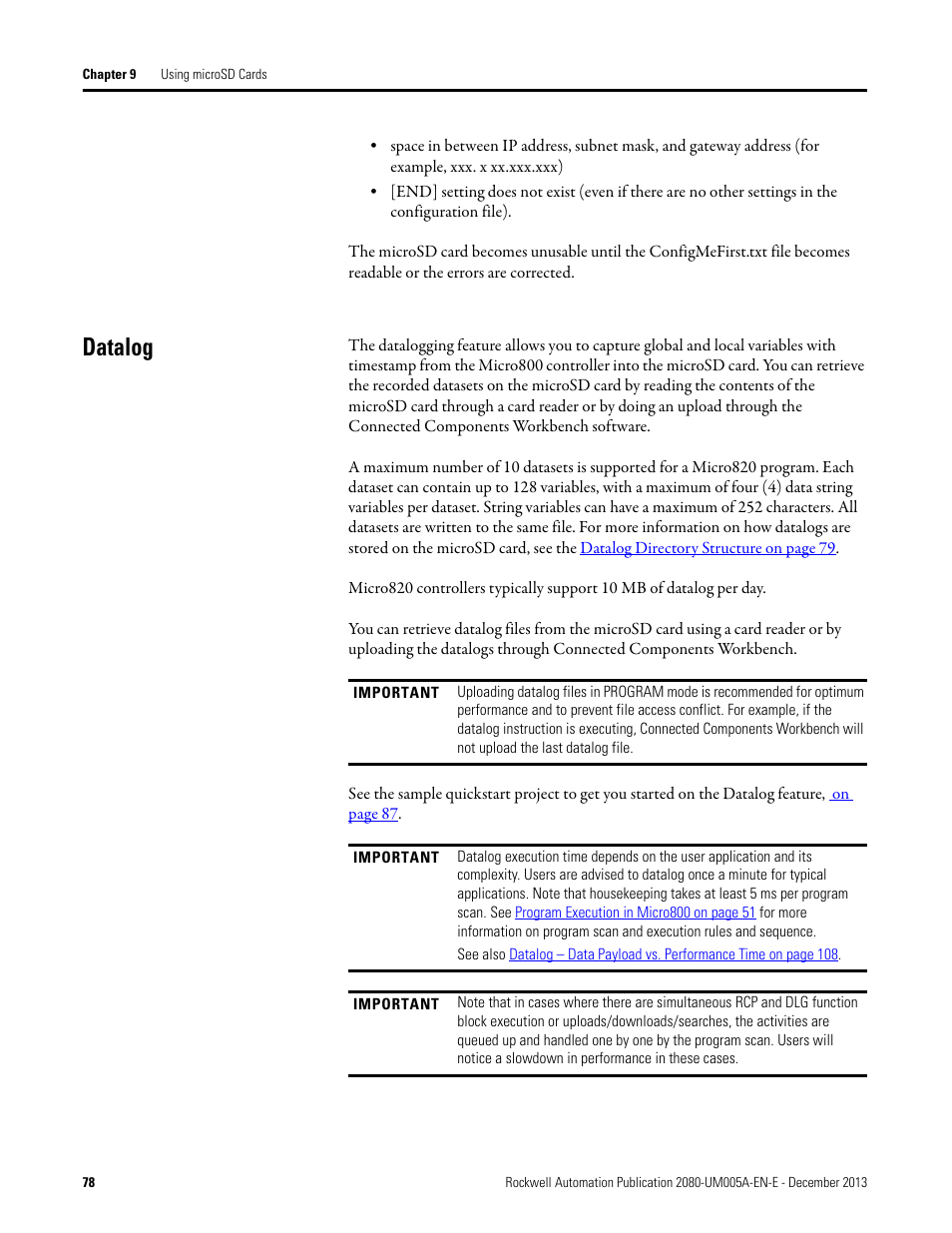 Datalog | Rockwell Automation 2080-LC20-20QBBR Micro820 20-point Programmable Controllers User Manual User Manual | Page 86 / 162