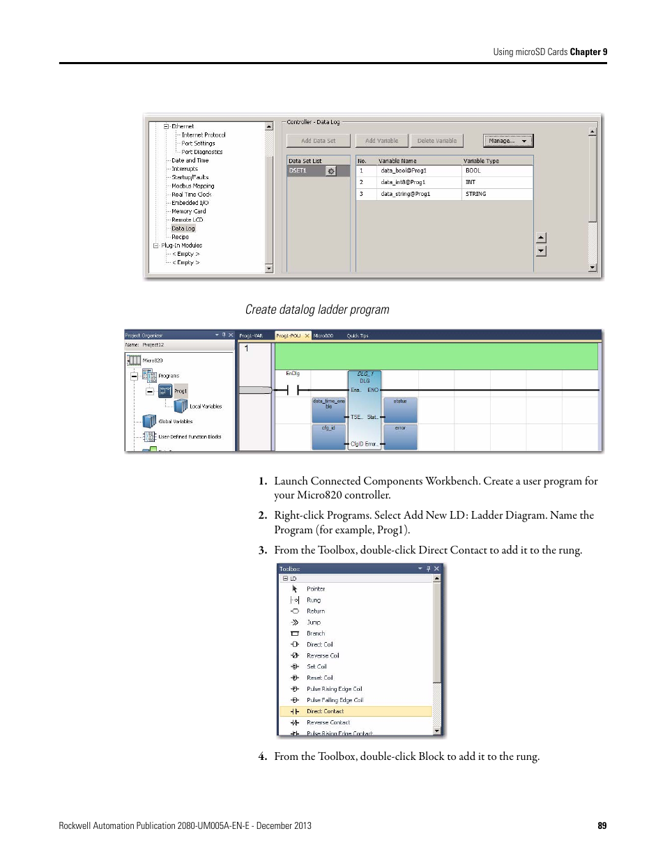 Create datalog ladder program | Rockwell Automation 2080-LC20-20QBBR Micro820 20-point Programmable Controllers User Manual User Manual | Page 97 / 162
