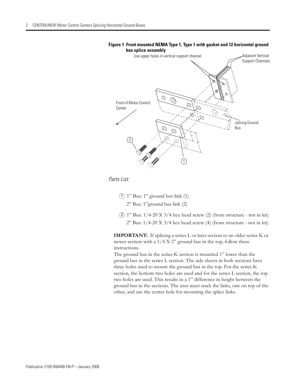 Parts list | Rockwell Automation 2100 SPLICING HORIZONTAL GROUND BUSES User Manual | Page 2 / 8