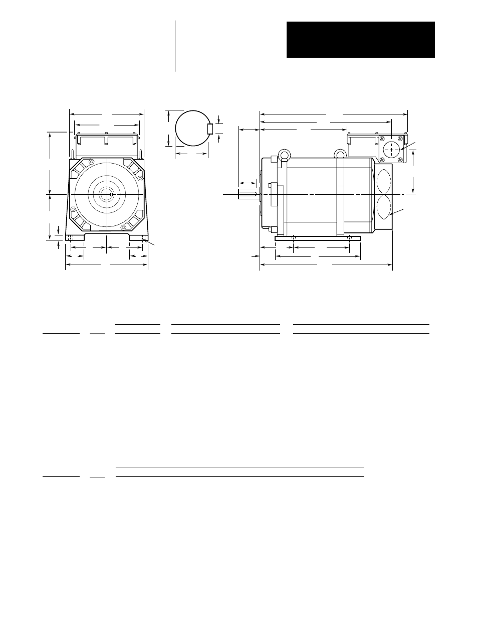 Foot mount motor, Dimensions chapter 3, Dimensions are in millimeters) | Rockwell Automation 8510 AC Spindle Drive System User Manual User Manual | Page 33 / 154