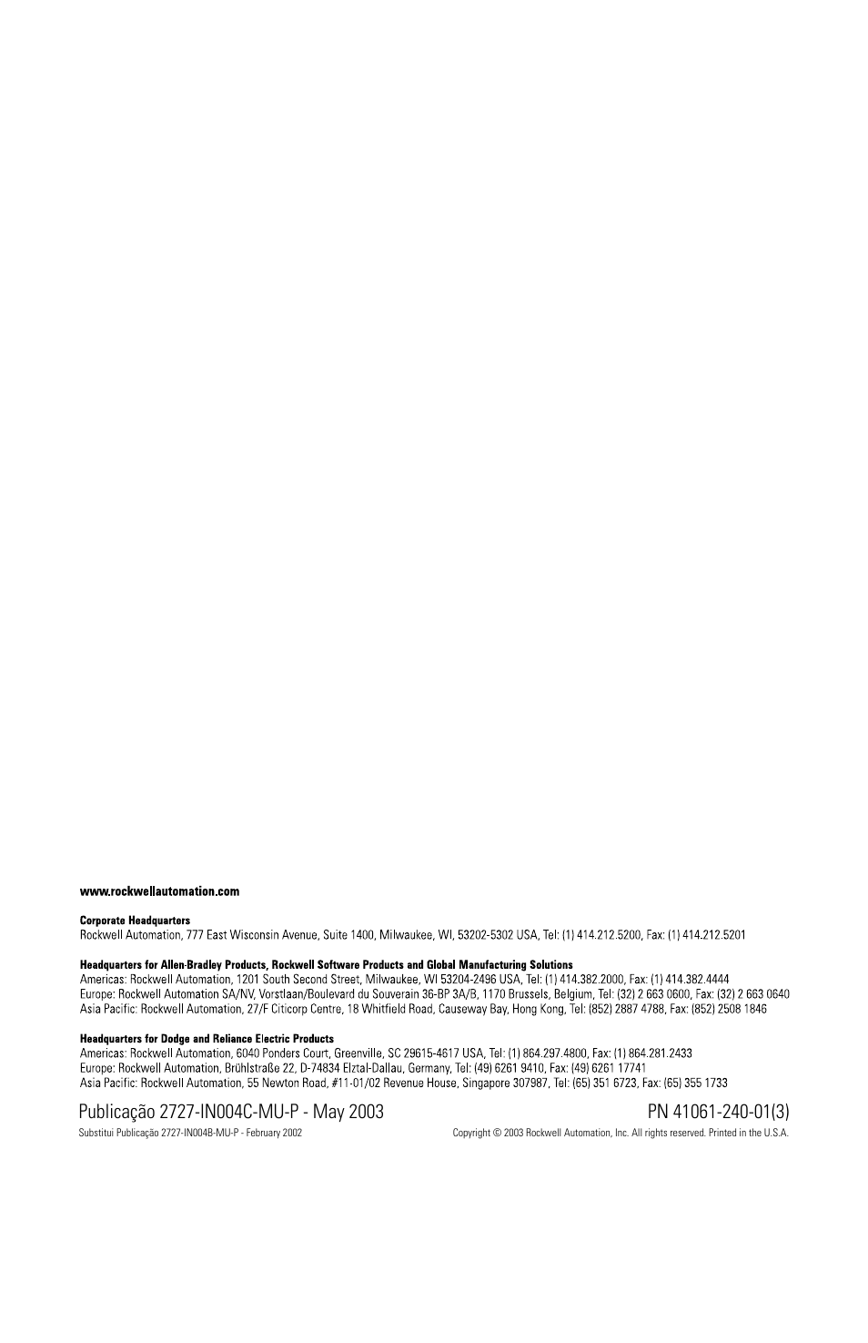 Back cover | Rockwell Automation 2727-MRT5_10_15_20 MobileView Connection Cable Installation Instructions User Manual | Page 40 / 40