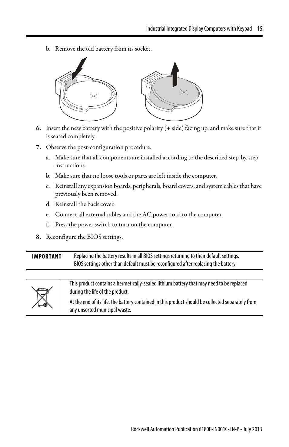 Rockwell Automation 6180P-xxxx Integrated Display Computers with Keypad Installation Instructions User Manual | Page 15 / 20