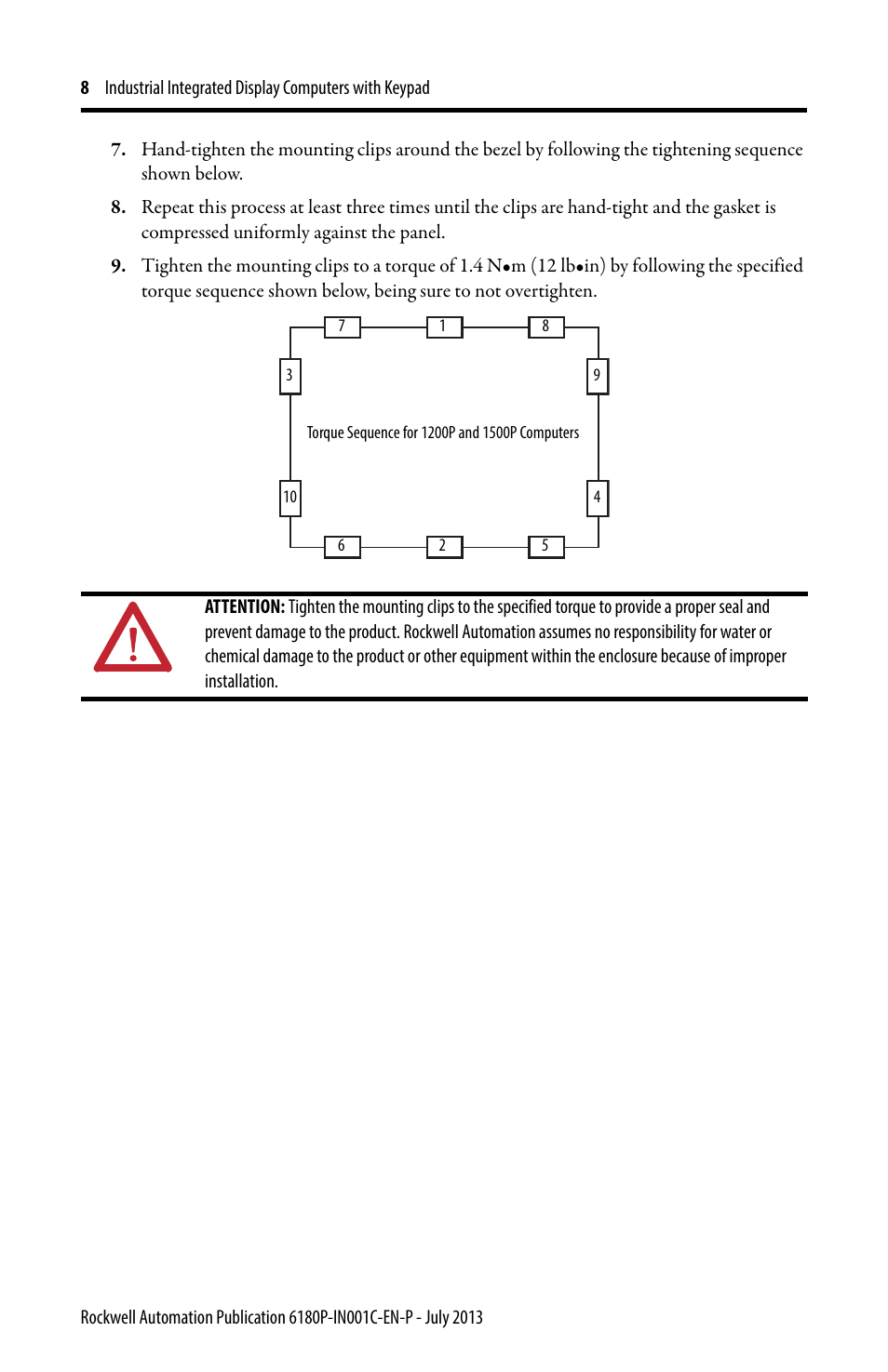 Rockwell Automation 6180P-xxxx Integrated Display Computers with Keypad Installation Instructions User Manual | Page 8 / 20