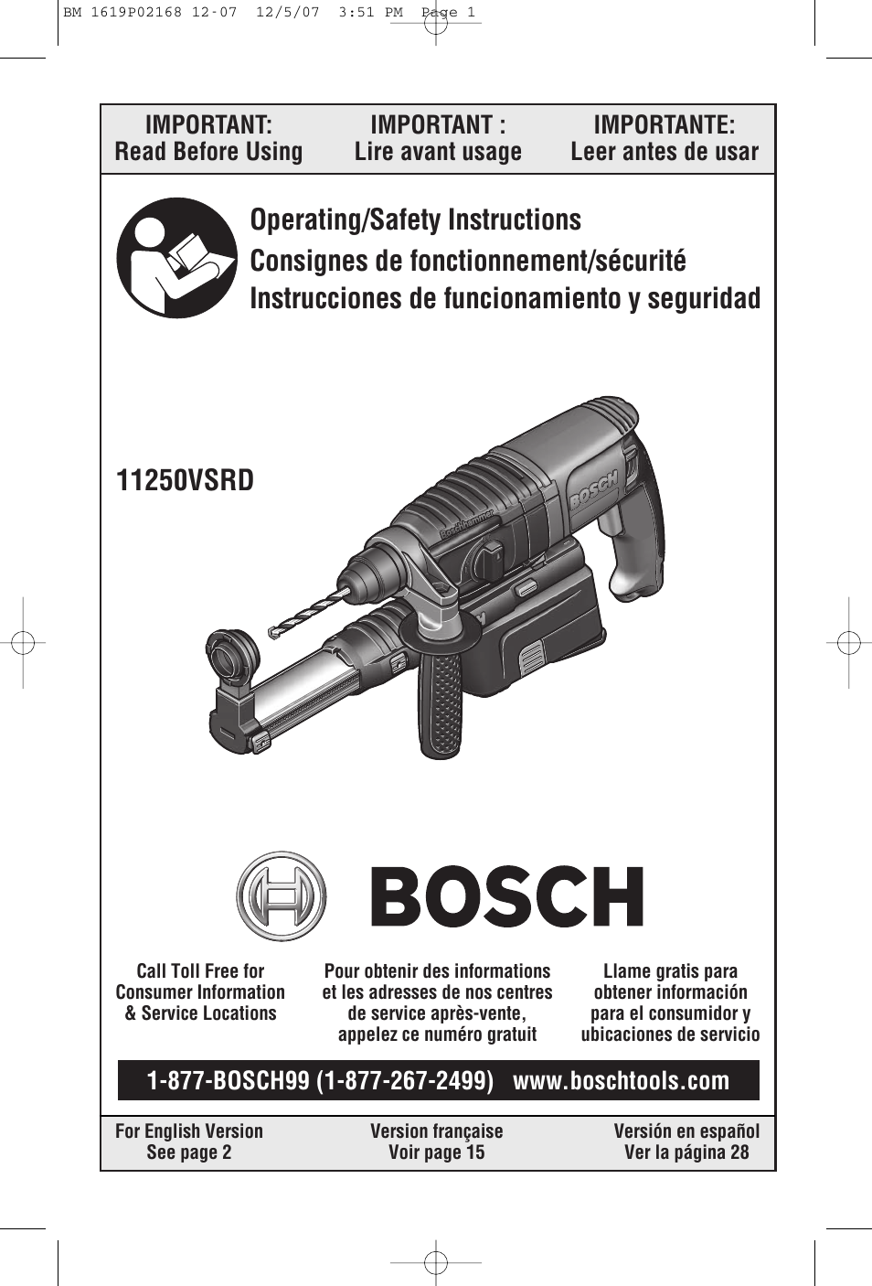 Bosch 11250VSRD User Manual | 44 pages