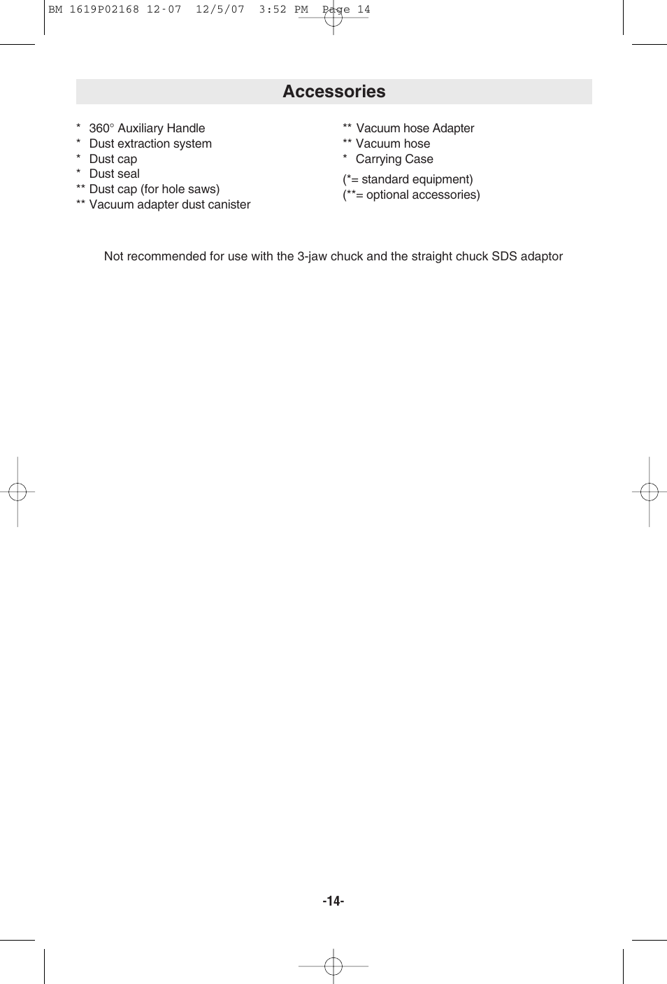 Accessories | Bosch 11250VSRD User Manual | Page 14 / 44