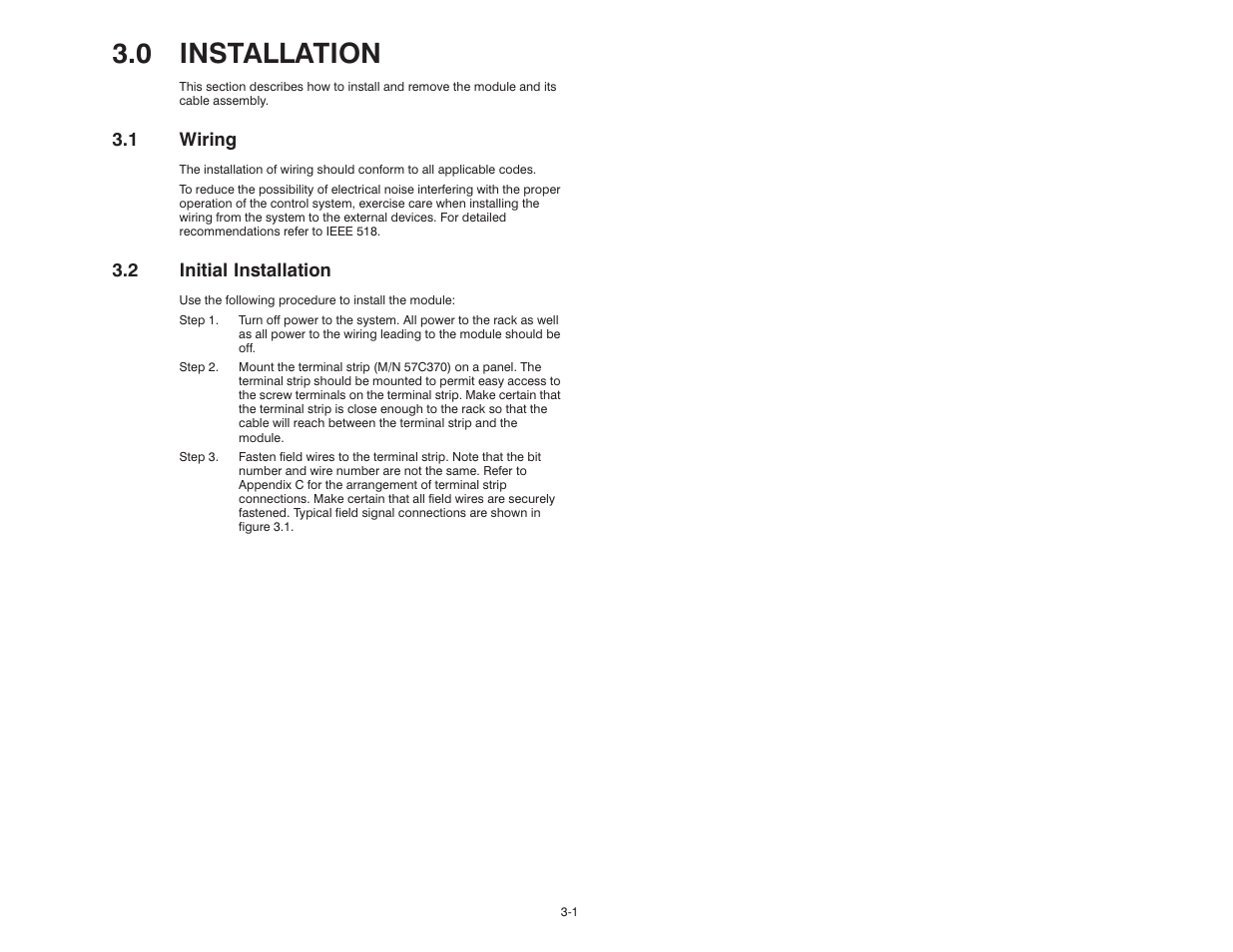 0 installation, 1 wiring, 2 initial installation | Rockwell Automation 57C402 25-115V AC/DC Low Power Output Module User Manual | Page 11 / 34