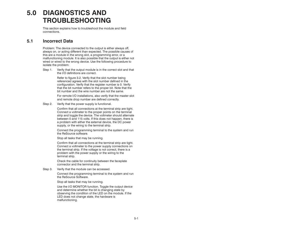 0 diagnostics and troubleshooting, 1 incorrect data | Rockwell Automation 57C402 25-115V AC/DC Low Power Output Module User Manual | Page 17 / 34